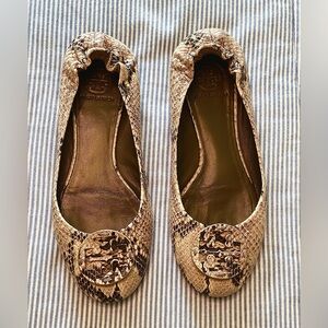 Tory Burch Reva Flats in Snakeskin